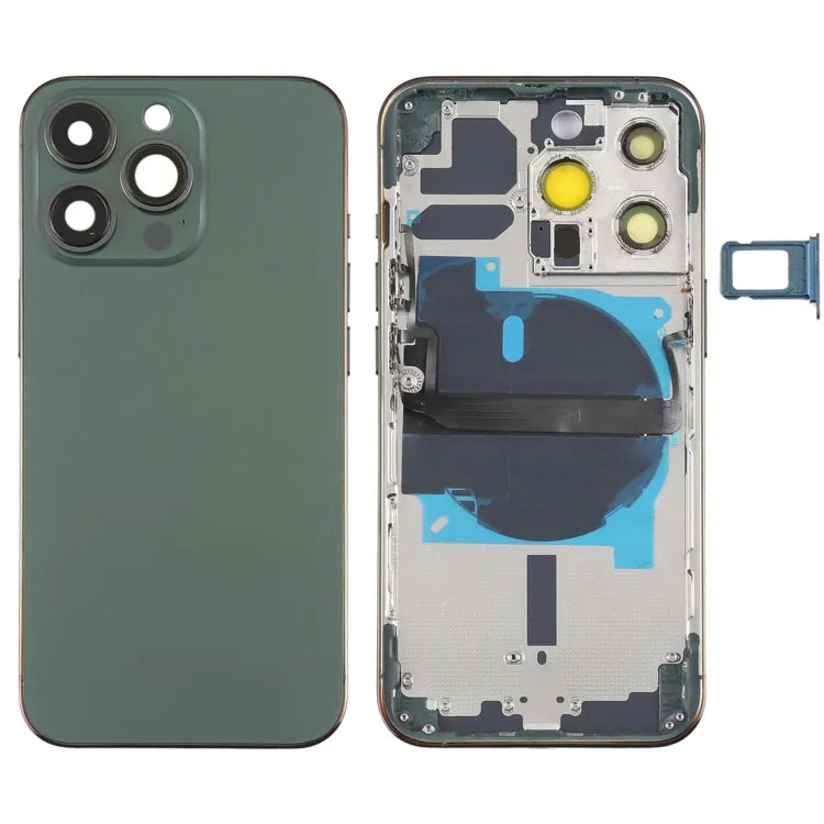 Batterij-achterkant met zijtoetsen, kaartlade en draadloze oplaadmodule voor iPhone 13 Pro (groen)