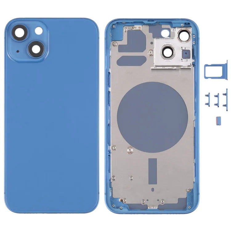 Achterbehuizing met simlade, zijtoetsen en cameralens voor iPhone 13 (blauw)