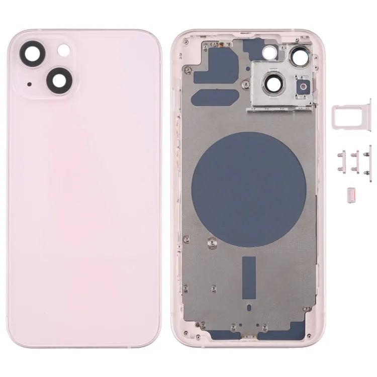 Achterbehuizing met simlade, zijtoetsen en cameralens voor iPhone 13 (roze)