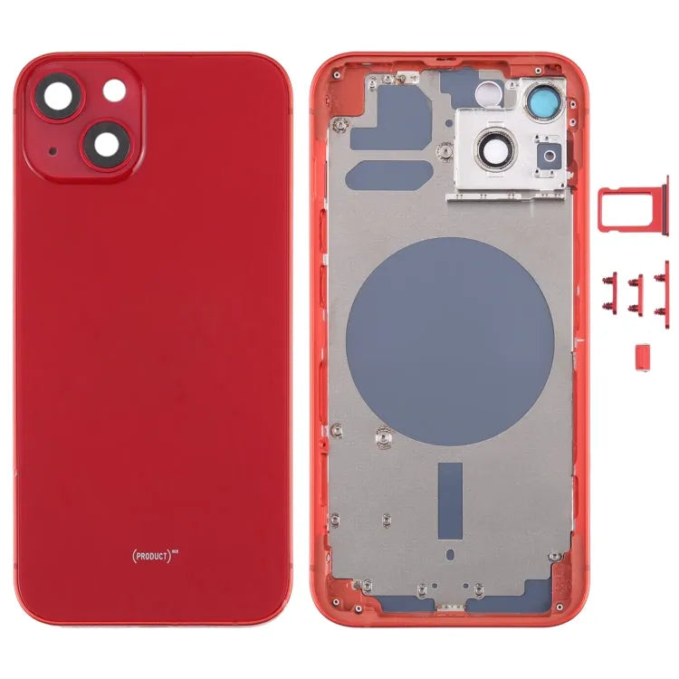 Achterbehuizing met SIM-lade, zijknoppen en cameralens voor iPhone 13 (rood)