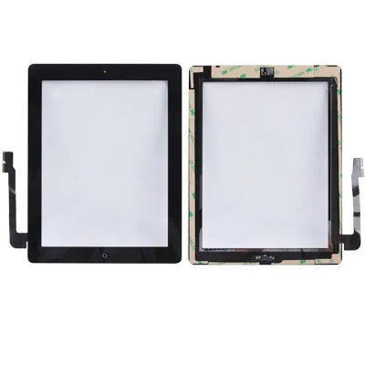 Touch panel met home-knop en plakstrip voor iPad 3 (zwart)