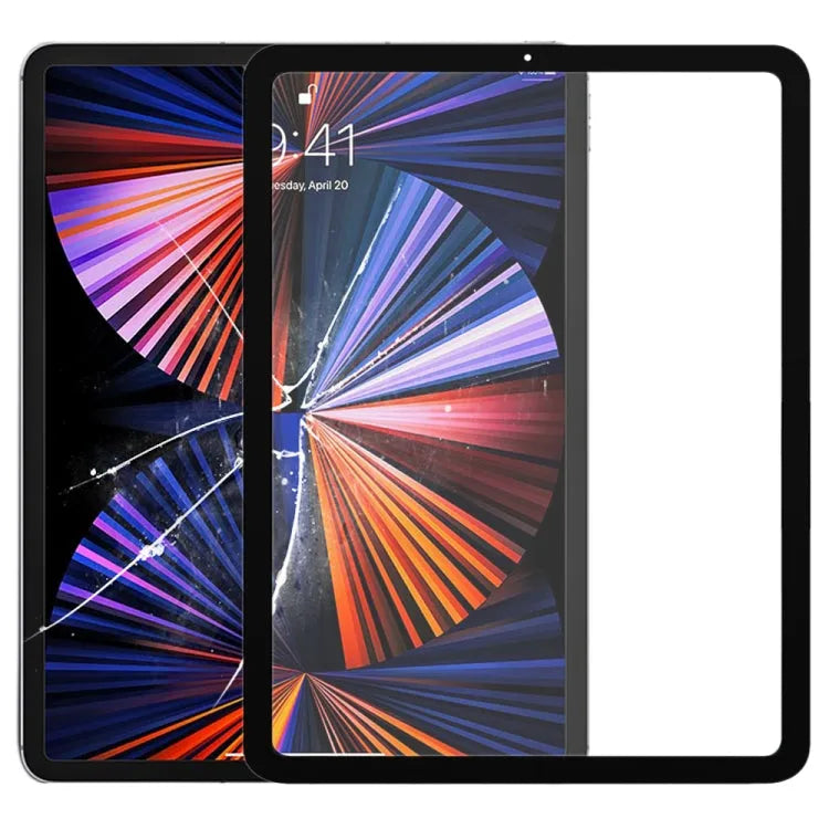 Voorscherm buitenste glazen lens voor iPad Pro 12,9 inch 2021 A2378 A2461 A2379 (zwart)