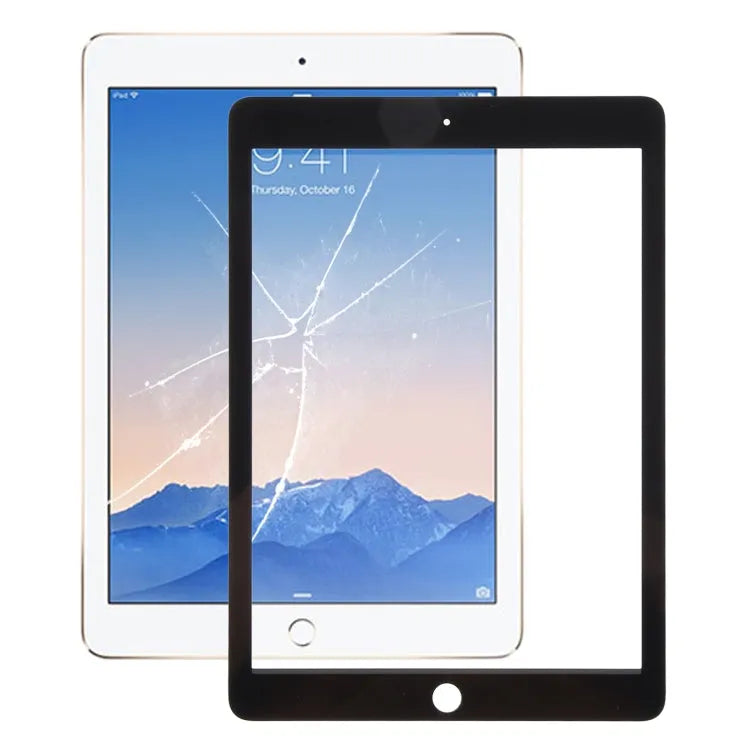 Voorscherm glazen lens met OCA-lijm voor iPad 6 en iPad Air 2 (zwart)