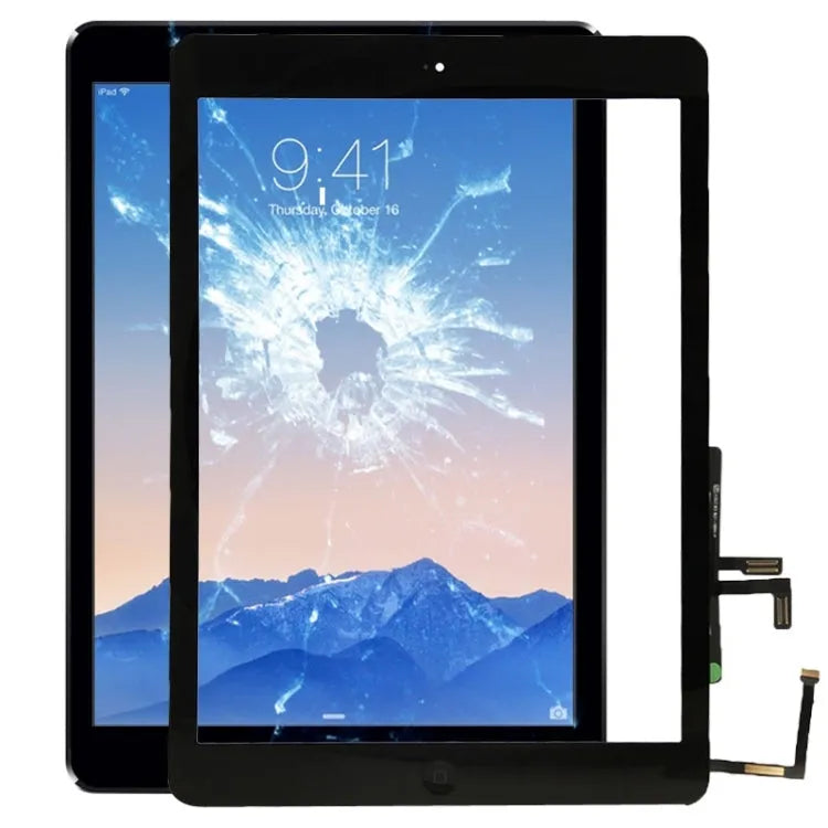Touchpaneel met home-knop en lijm voor iPad Air en iPad 5 (zwart)