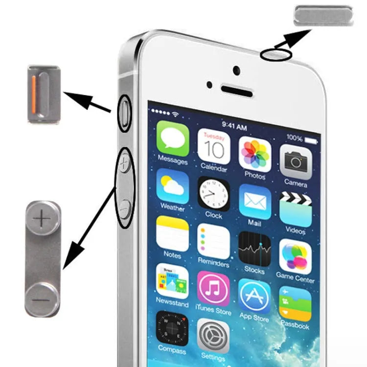 Knopenset 3-in-1 voor iPhone 5S, legering (zilver)