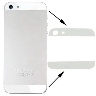 Achterklep boven- en onderkant glazen lens voor iPhone 5 (wit)