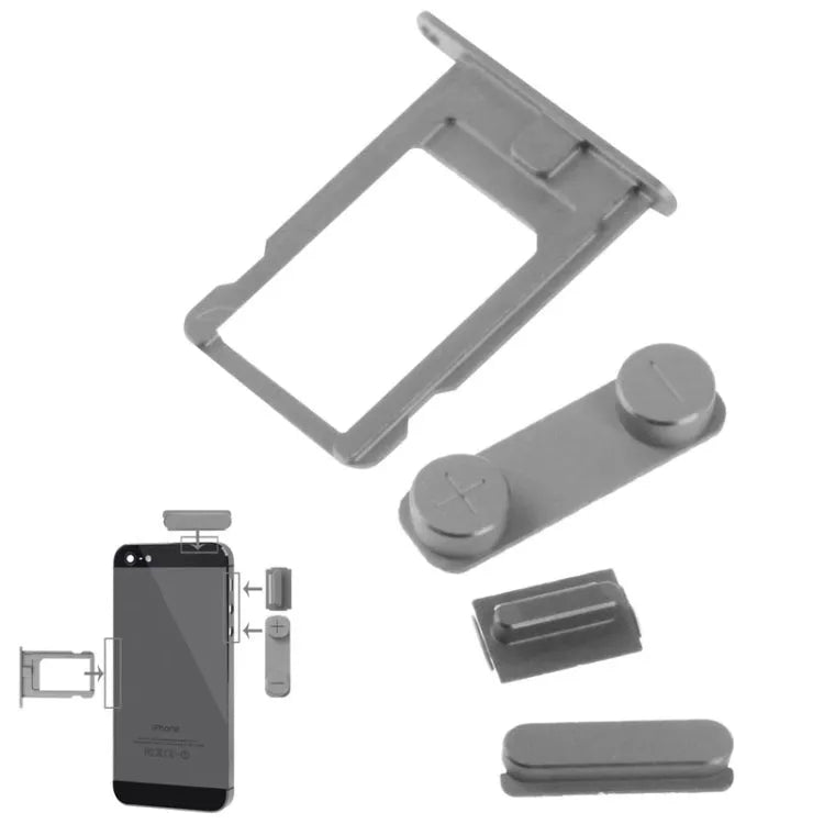 Simkaartlade en knoppenset voor iPhone 5 5S (4-in-1)
