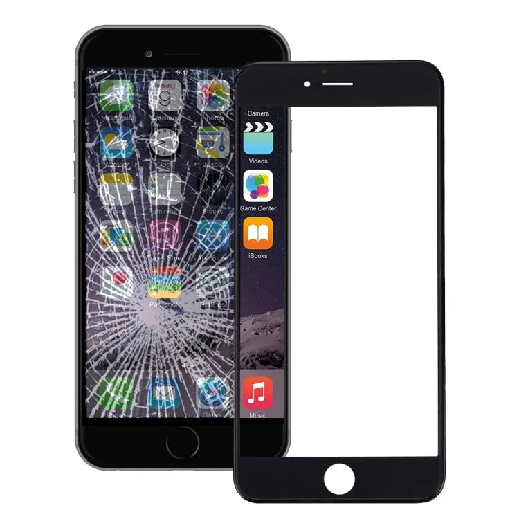Buitenste glaslens met frame en OCA-lijm voor iPhone 6 Plus (zwart)
