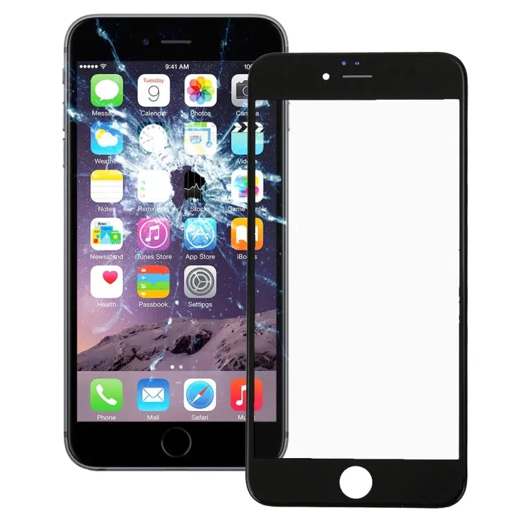 Glazen lens met frame voor iPhone 6 (zwart)