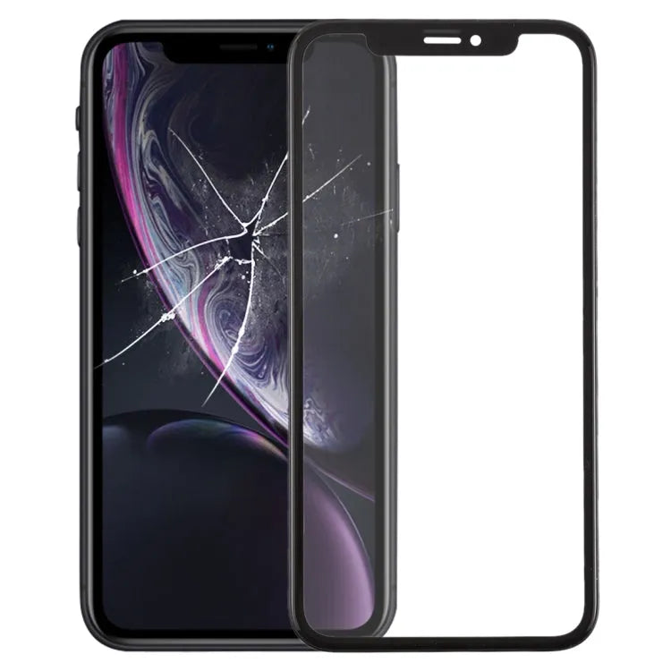 Glazen voorlens met frame en OCA-lijm voor iPhone XR (zwart)
