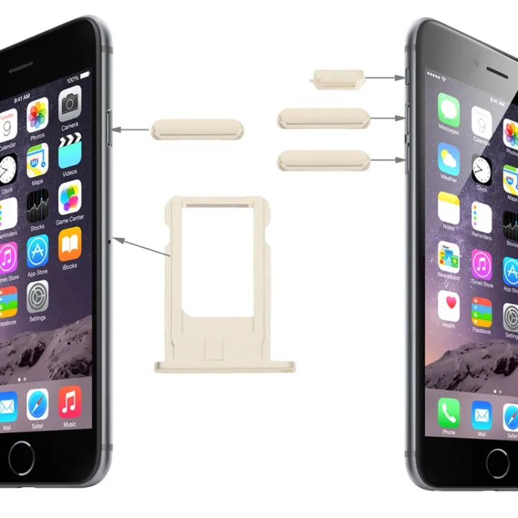 Knoppenset met simlaatje voor iPhone 6 lichtgoud (volume, aan/uit, mute)