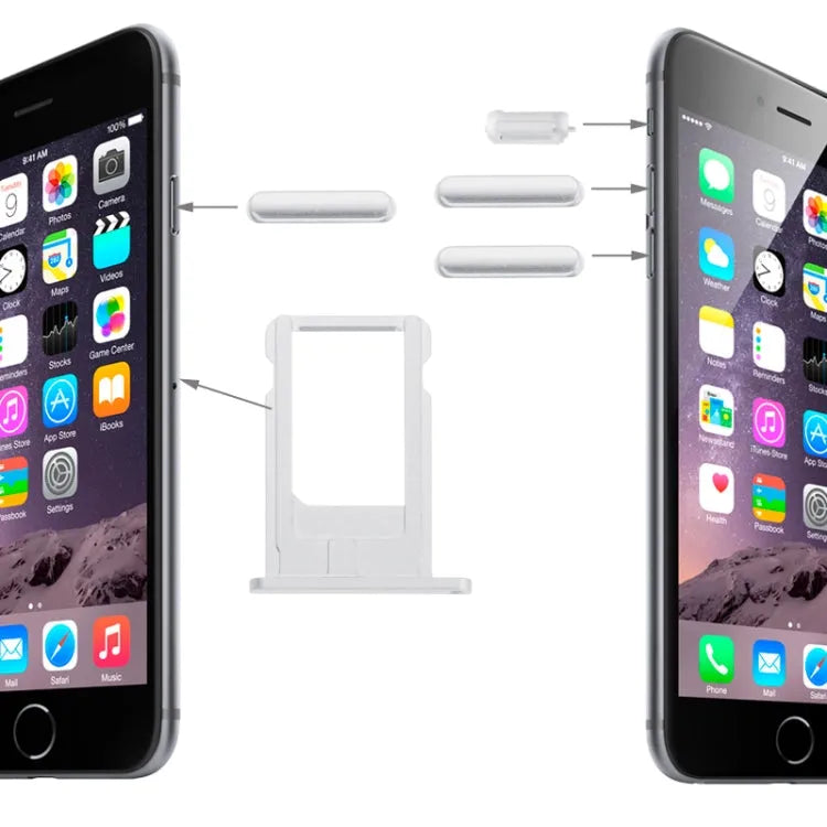 Knoppenset met simlaatje voor iPhone 6 platina (volume, aan/uit, mute)