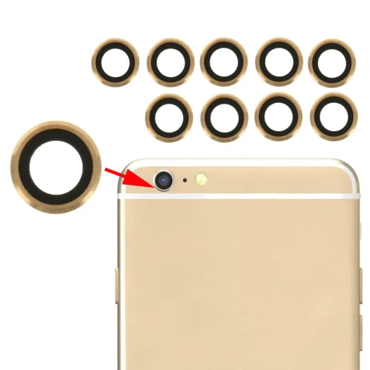 Achtercameralens met ring voor iPhone 6 en 6s (goud, 10 paar)