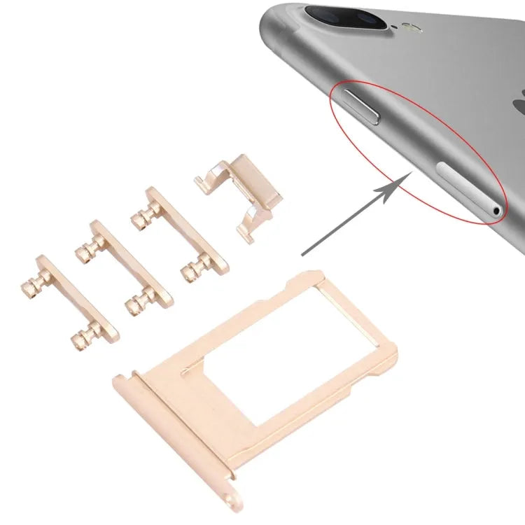 Knoppenset met kaarthouder voor iPhone 7 Plus (goud)