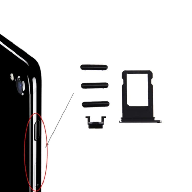 Knoppenset met kaartvak voor iPhone 7 (zwart)