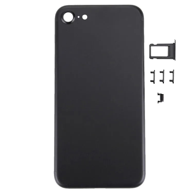 Achterbehuizing 5-in-1 voor iPhone 7 met kaartlade en knoppen (zwart)