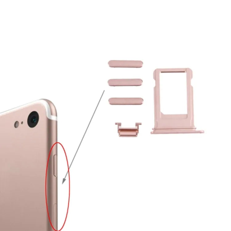 Kaartlade-set met knoppen voor iPhone 7 (roségoud)