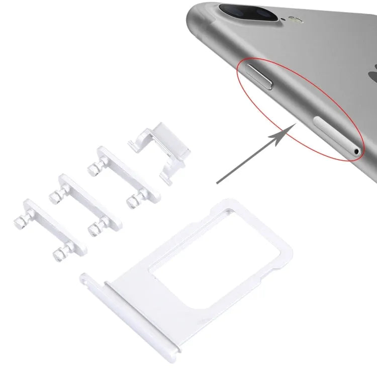 Kaartlade-set met knoppen voor iPhone 7 Plus (zilver)
