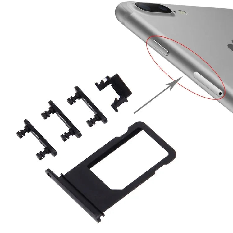 Kaartlade-set met knoppen voor iPhone 7 Plus (zwart)