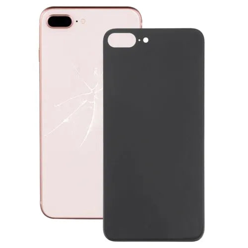 Achterkant glas met camera-uitsparing en lijm voor iPhone 8 Plus (zwart)
