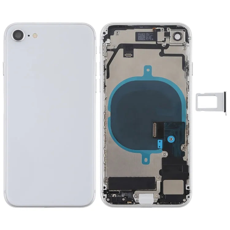 Achterbehuizing compleet met zijknoppen, trilmotor, luidspreker, flexkabels en simlade voor iPhone 8 (zilver)