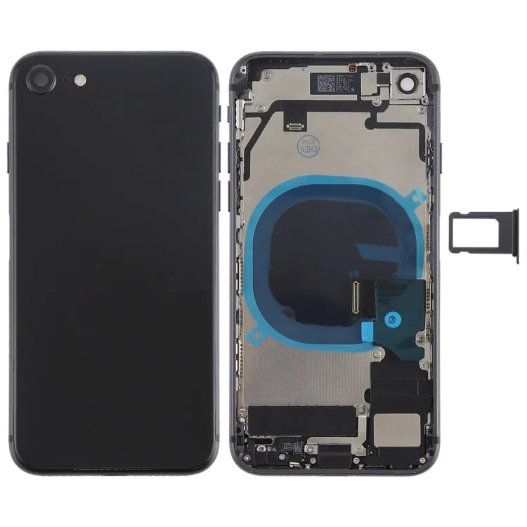 Achterbehuizing compleet met zijknoppen, vibrator, luidspreker en flexkabel voor iPhone 8 (zwart)