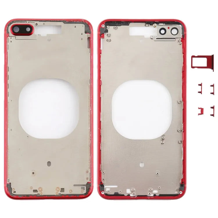 Transparante achterbehuizing met frame voor iPhone 8 Plus (rood)