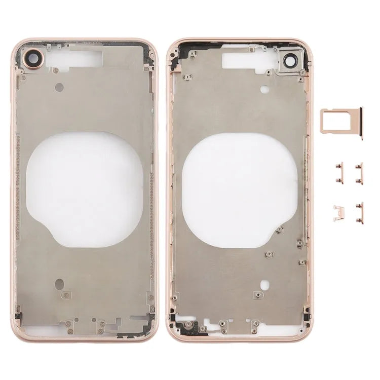 Transparante achterbehuizing met frame voor iPhone 8 (goud)