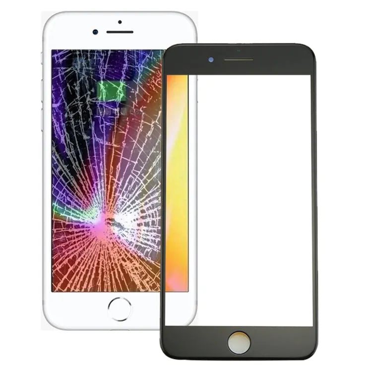Buitenglas met frame en OCA-lijm voor iPhone 8 Plus (zwart)