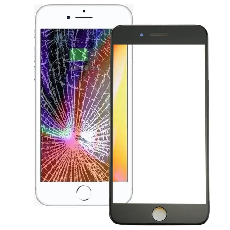 Buitenglas met lcd-frame voor iPhone 8 Plus (zwart, zonder OCA)