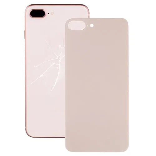 Glazen achterkant met groot cameragat en lijm voor iPhone 8 Plus (goud)