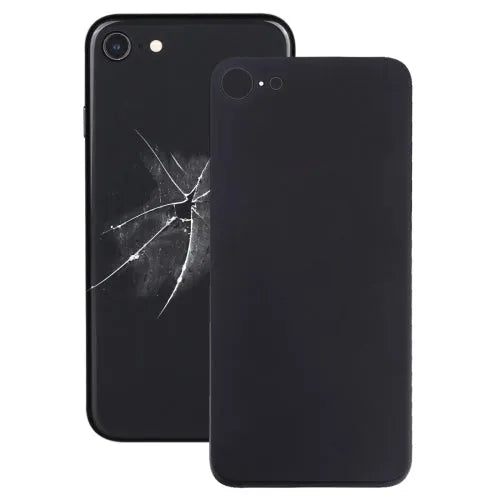 Glazen achterkant met groot cameragat en lijm voor iPhone 8 (zwart)