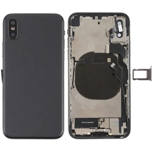 Achterklep voorgemonteerd met trilmotor, luidspreker en batterijlijm voor iPhone X (zwart)