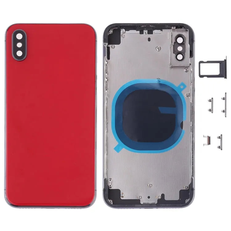 Behuizing achterkant met SIM-lade en zijkleppen voor iPhone X (rood)