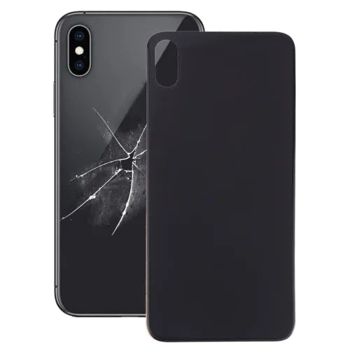 Glazen achterklep met grote camera-uitsparing en lijm voor iPhone X (zwart)