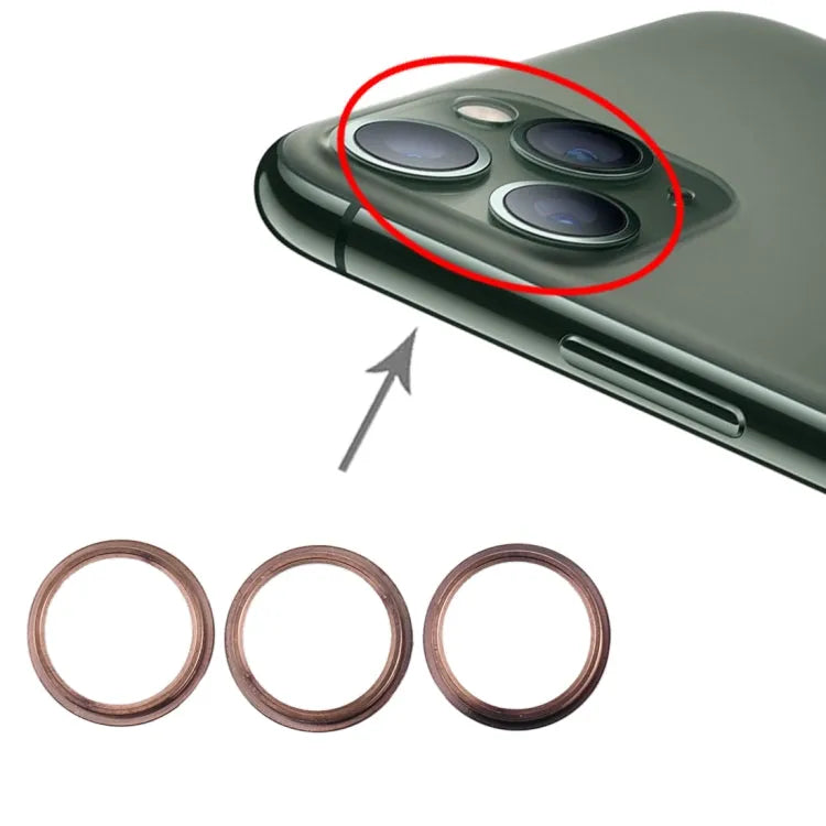 Beschermring cameralens voor iPhone 11 Pro en 11 Pro Max (goud, 3 stuks)