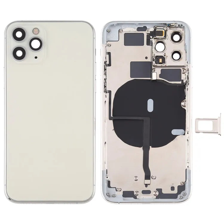 Batterij-achterklep compleet met zijtoetsen en draadloze oplaadmodule voor iPhone 11 Pro (zilver)