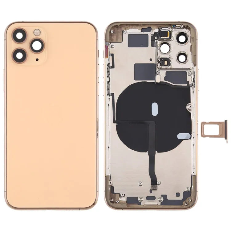 Batterij-achterklep compleet met zijtoetsen en draadloze oplaadmodule voor iPhone 11 Pro (goud)