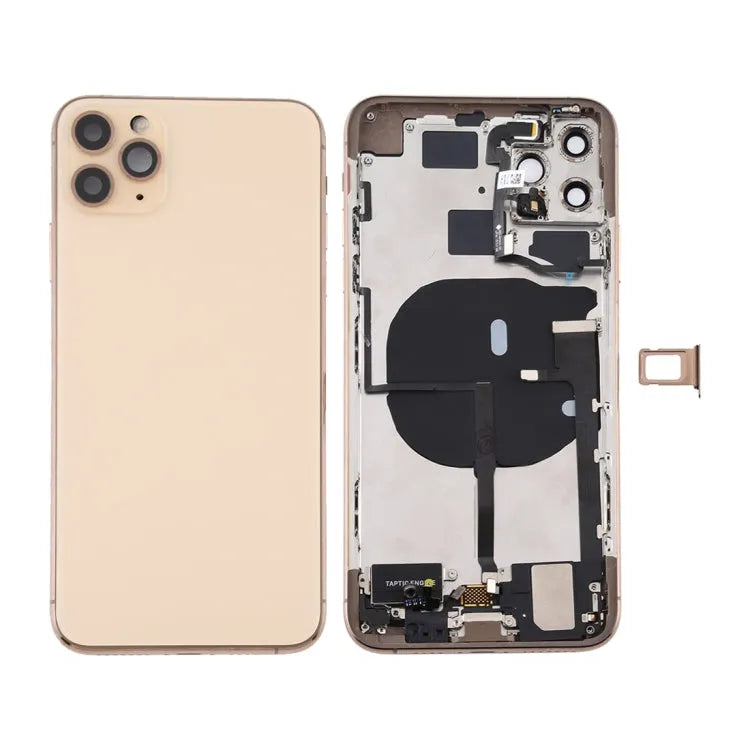 Battery back cover-assembly compleet met flexkabels en oplaadpoort voor iPhone 11 Pro (goud)