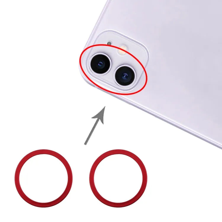 Cameralens beschermring metaal 2 stuks voor iPhone 11 (rood)