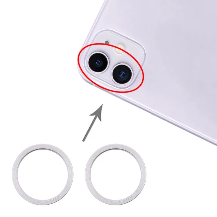Cameralens beschermring metaal 2 stuks voor iPhone 11 (zilver)
