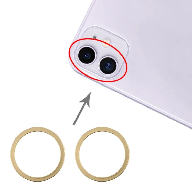 Cameralens beschermring metaal 2 stuks voor iPhone 11 (goud)