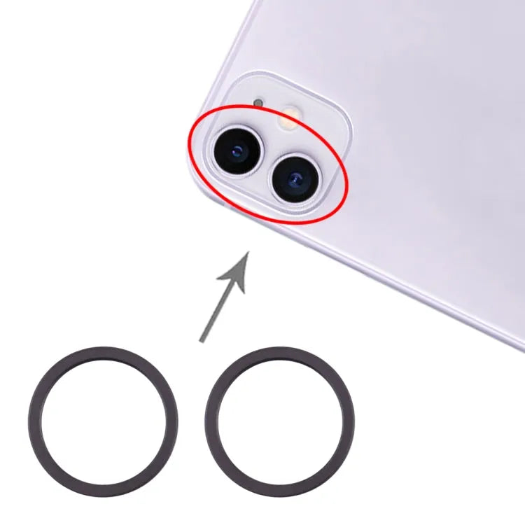 Cameralens beschermring metaal 2 stuks voor iPhone 11 (zwart)
