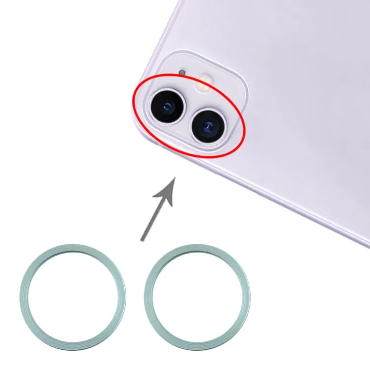 Cameralens beschermring metaal 2 stuks voor iPhone 11 (groen)