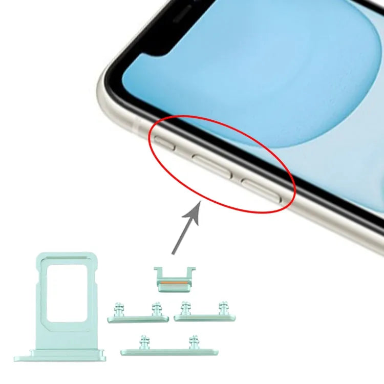 Simkaarthouder en zijknop voor iPhone 11 (groen)