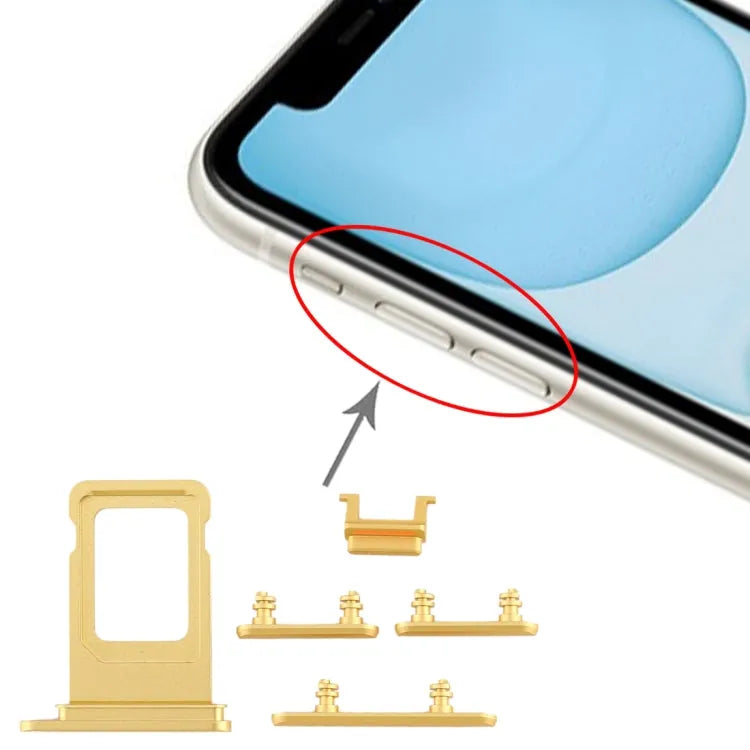 Simkaarthouder en zijknop voor iPhone 11 (geel)