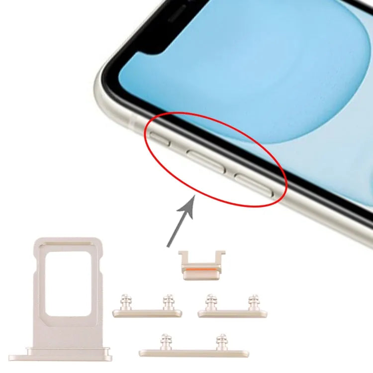 Simkaarthouder en zijknop voor iPhone 11 (wit)