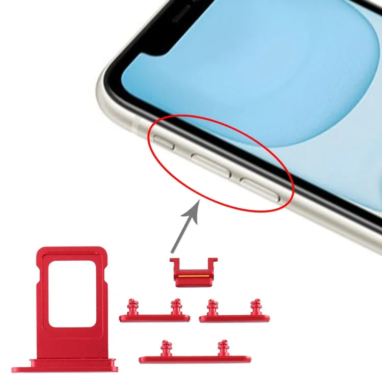 Simkaarthouder en zijknop voor iPhone 11 (rood)