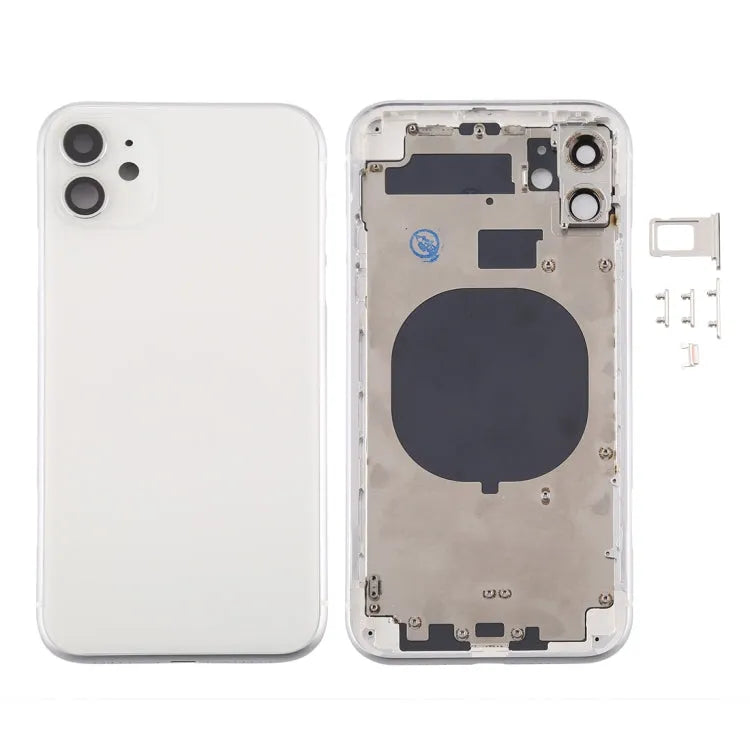 Achterbehuizing compleet met simlade, knoppen en cameralens voor iPhone 11 (wit)