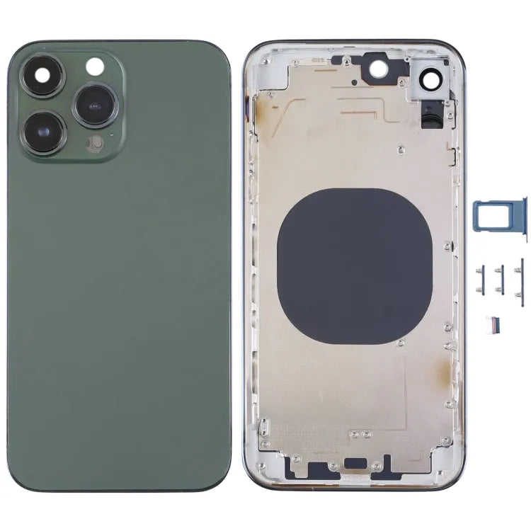 Achterbehuizing met roestvrijstalen frame in iPhone 13 Pro-look voor iPhone XR (groen)